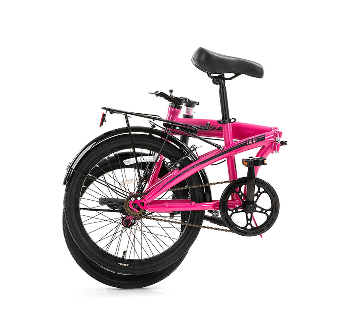 BİSAN TWIN KATLANIR BİSİKLET 32 CM V FREN 20 JANT 1 VİTES METALİK PEMBE PEMBE - SİYAH