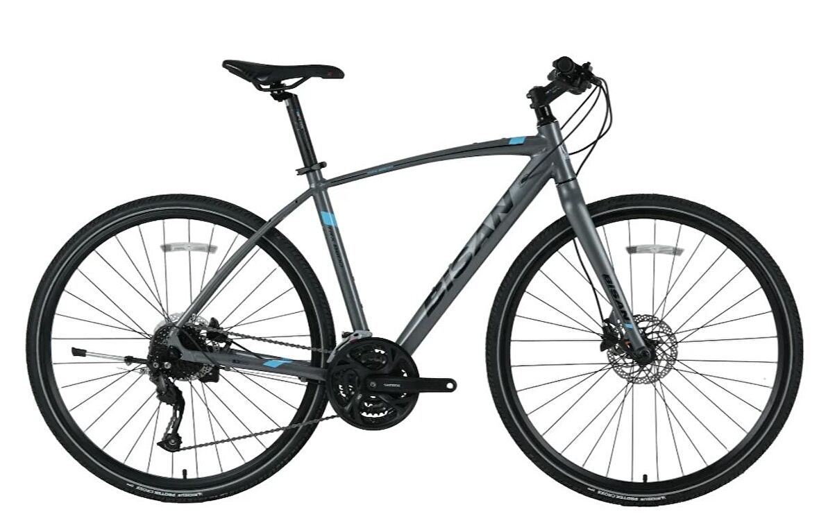 BİSAN TRX 8600 ALTUS TREKKİNG BİSİKLETİ 50 CM HİDROLİK DİSK 28 JANT 27 VİTES METALİK GRİ MAVİ