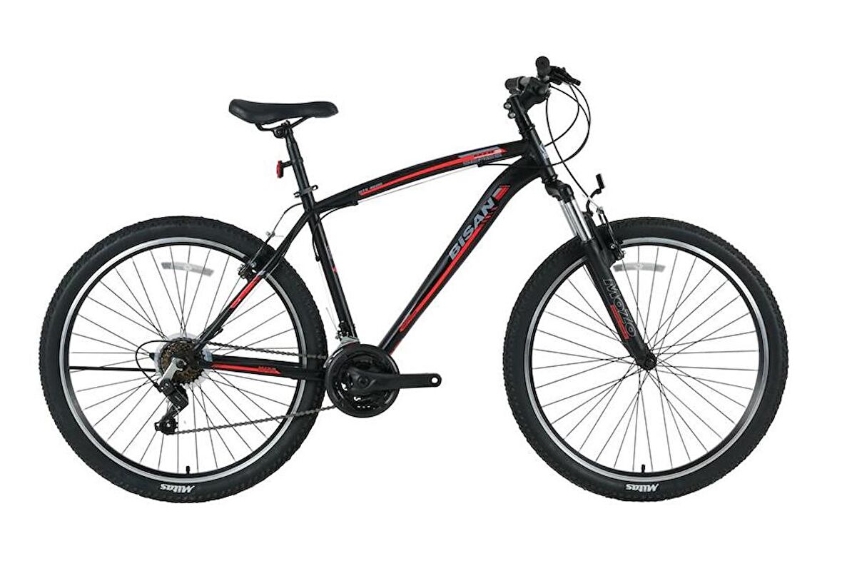 BİSAN MTS 4600 ERKEK DAĞ BİSİKLETİ 34CM V 24 JANT 21 VİTES MAT SİYAH KIRMIZI