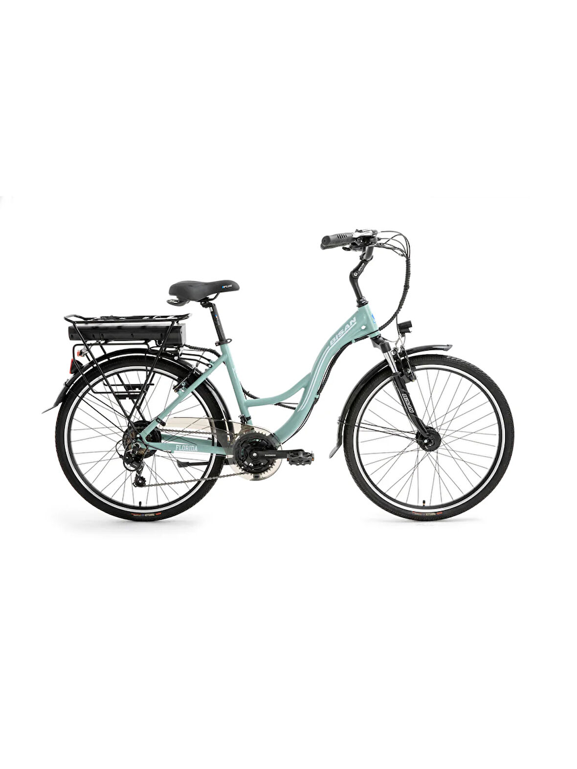 BİSAN FLORİDA ELEKTRİKLİ BİSİKLET 43 CM V 26 JANT 21 VİTES ÇAĞLA YEŞİLİ BEYAZ