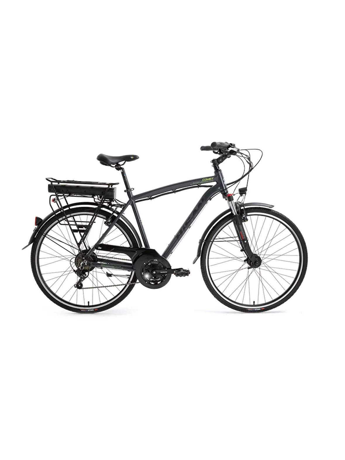BİSAN COMET ELEKTRİKLİ BİSİKLET 48 CM V 26 JANT 21 VİTES PARLAK GRİ SARI