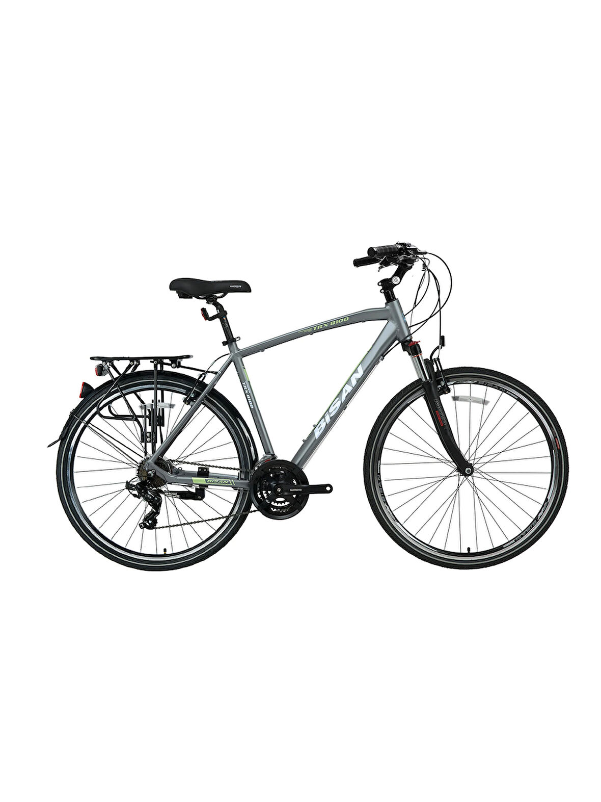 BİSAN TRX 8100 CİTY ŞEHİR BİSİKLETİ 52 CM V 700C 21 VİTES AÇIK METALİK GRİ YEŞİL BEYAZ
