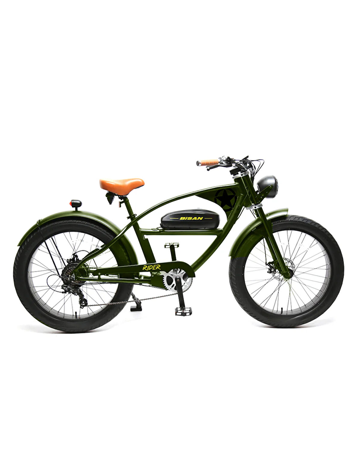 BİSAN RİDER ELEKTRİKLİ BİSİKLET 46 CM DİSK FREN 26 JANT 7 VİTES HAKİ SİYAH