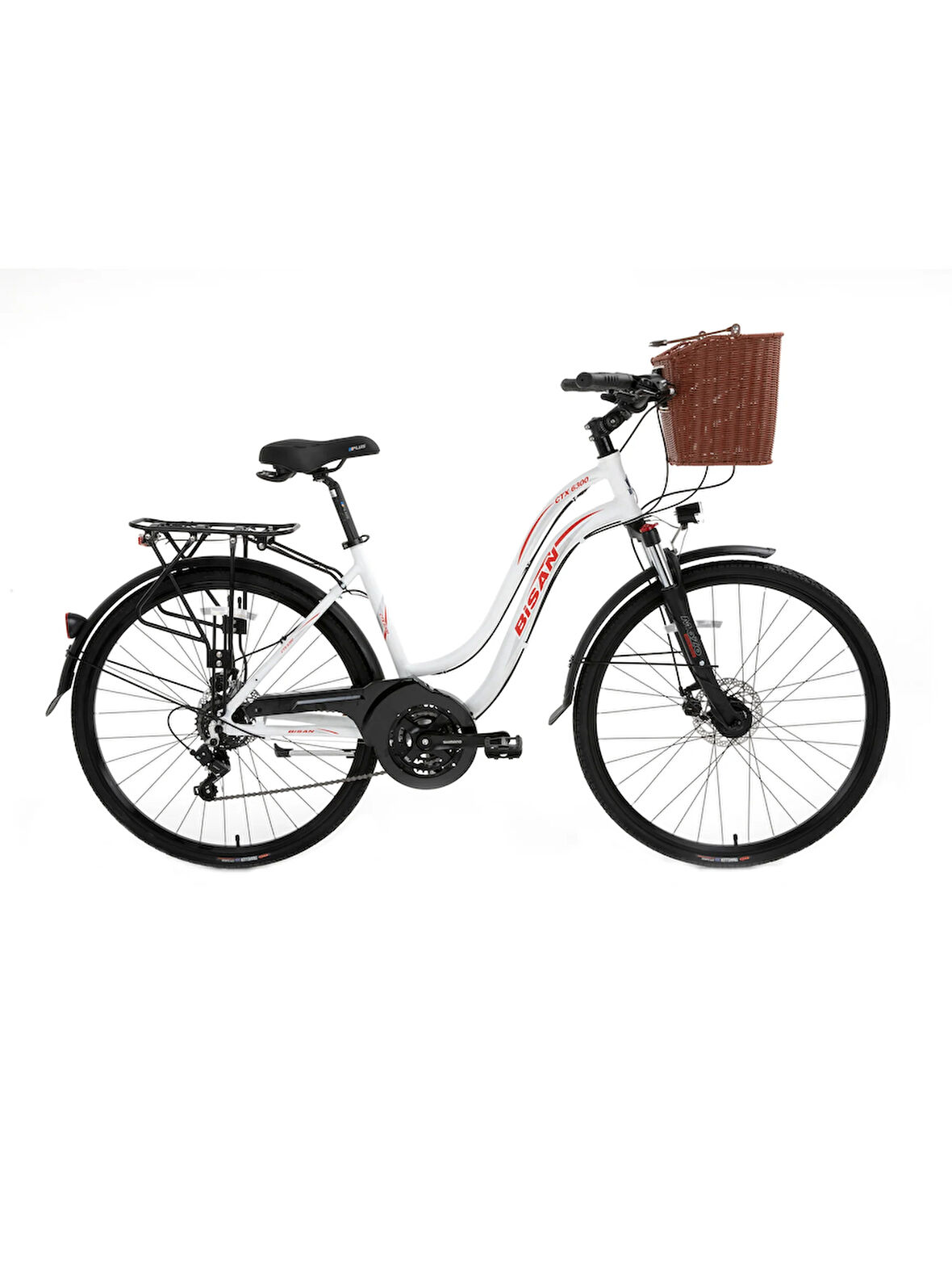 BİSAN CTX 6300 ŞEHİR BİSİKLETİ 46 CM DİSK FREN 28 JANT 21 VİTES BEYAZ KIRMIZI