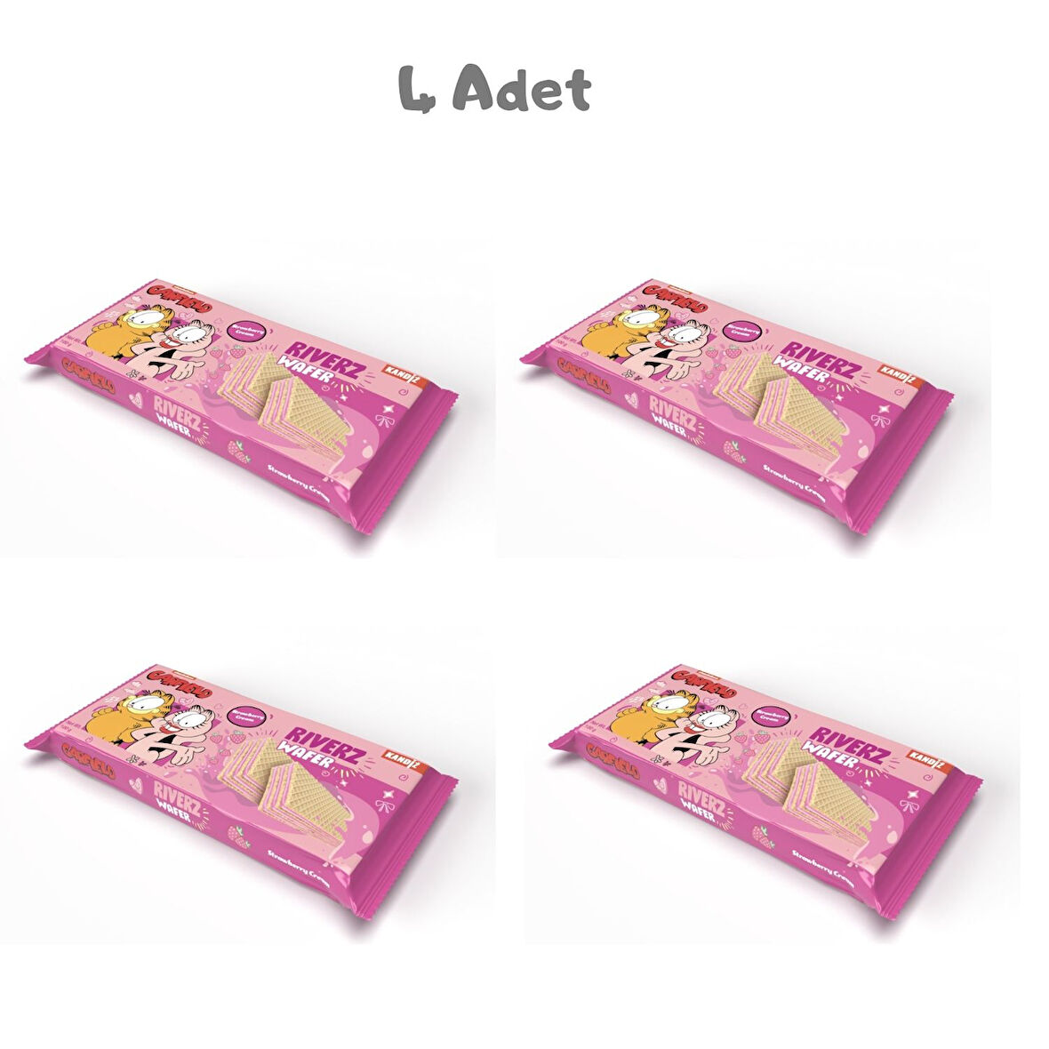 Riverz Çilekli Gofret (100 Gr) Garfield 4 Adet