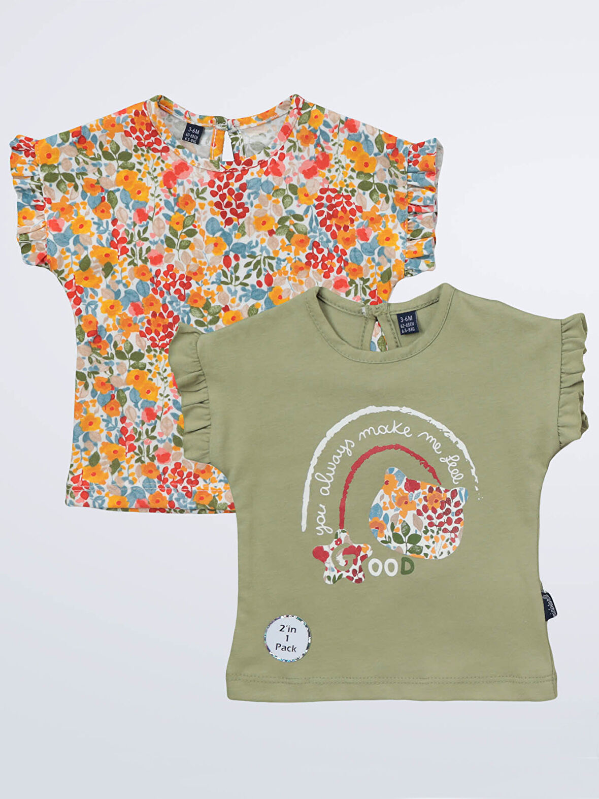 Miniworld Kız Bebek Tişört 3-12 Ay Yağ Yeşili