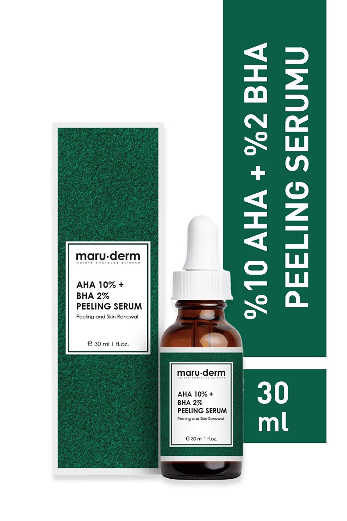 Maru.Derm Aha %10 + Bha %2 Leke Karşıtı & Cilt Tonu Eşitleyici Peeling Maske Cilt Bakım Serumu 30 ml