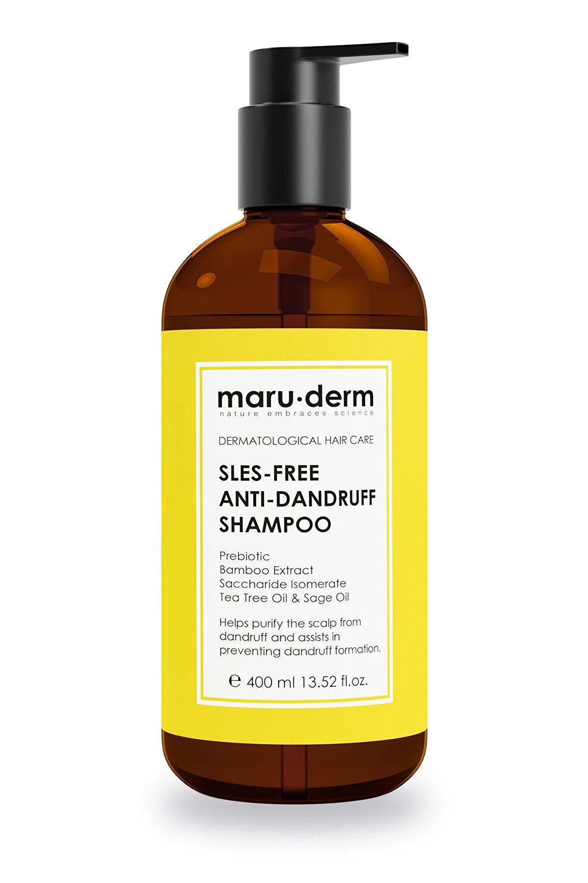 Maru.Derm Kepeğe Karşı Etkili Sülfatız Şampuan 400 ML | Normal/Yağlı Saçlar | Sülfatsız,Tuzsuz,Vegan Şampuan