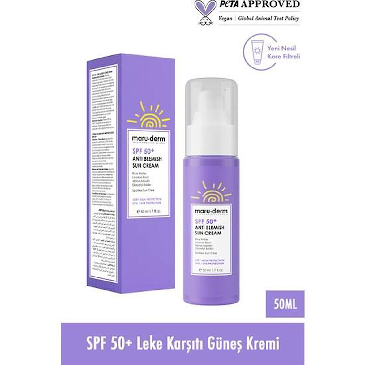 Maru Derm Güneş Kremi Leke Karşıtı Spf 50 50 Ml