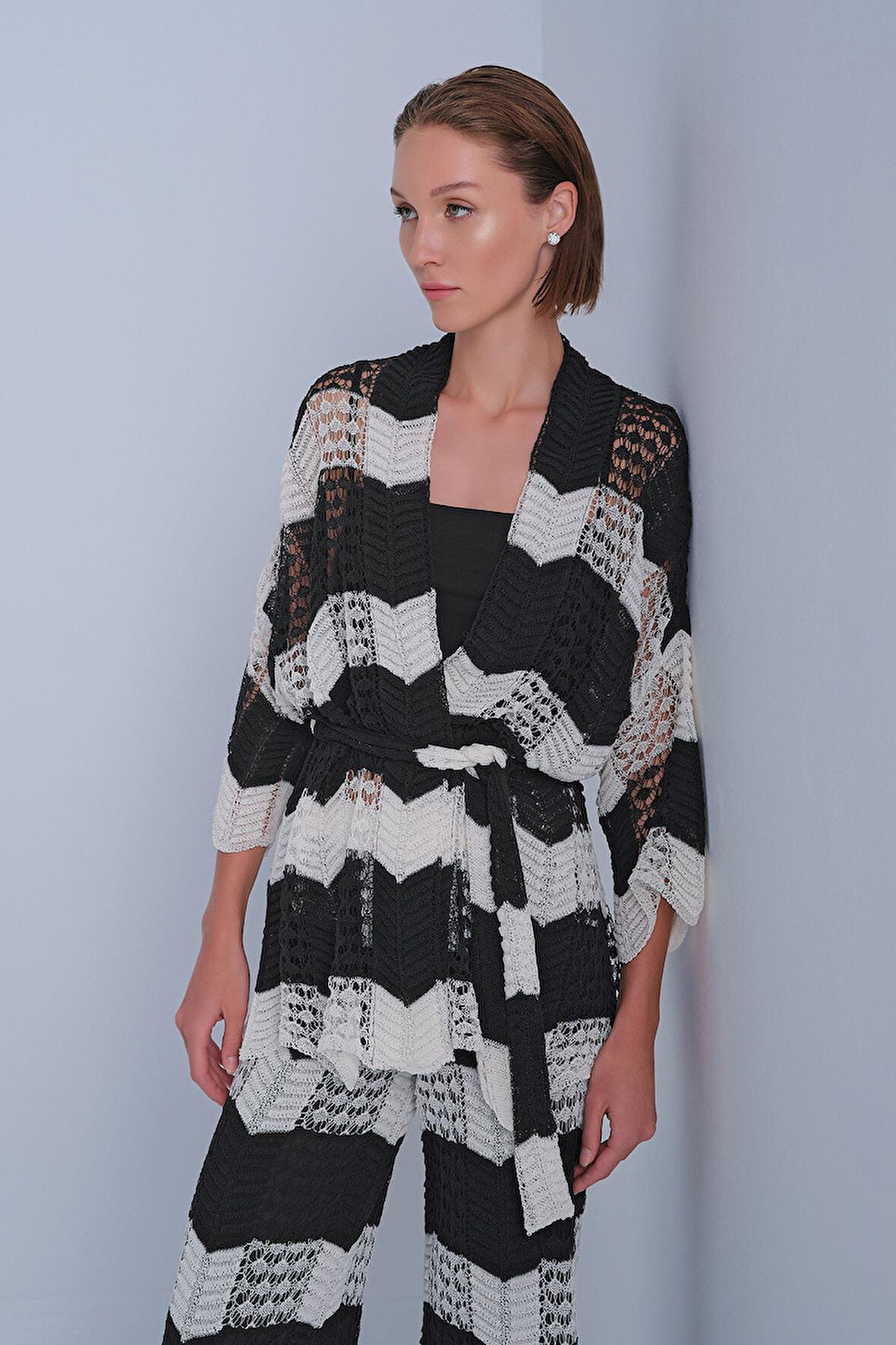 Ajurlu Kuşaklı Multi Kimono Hırka