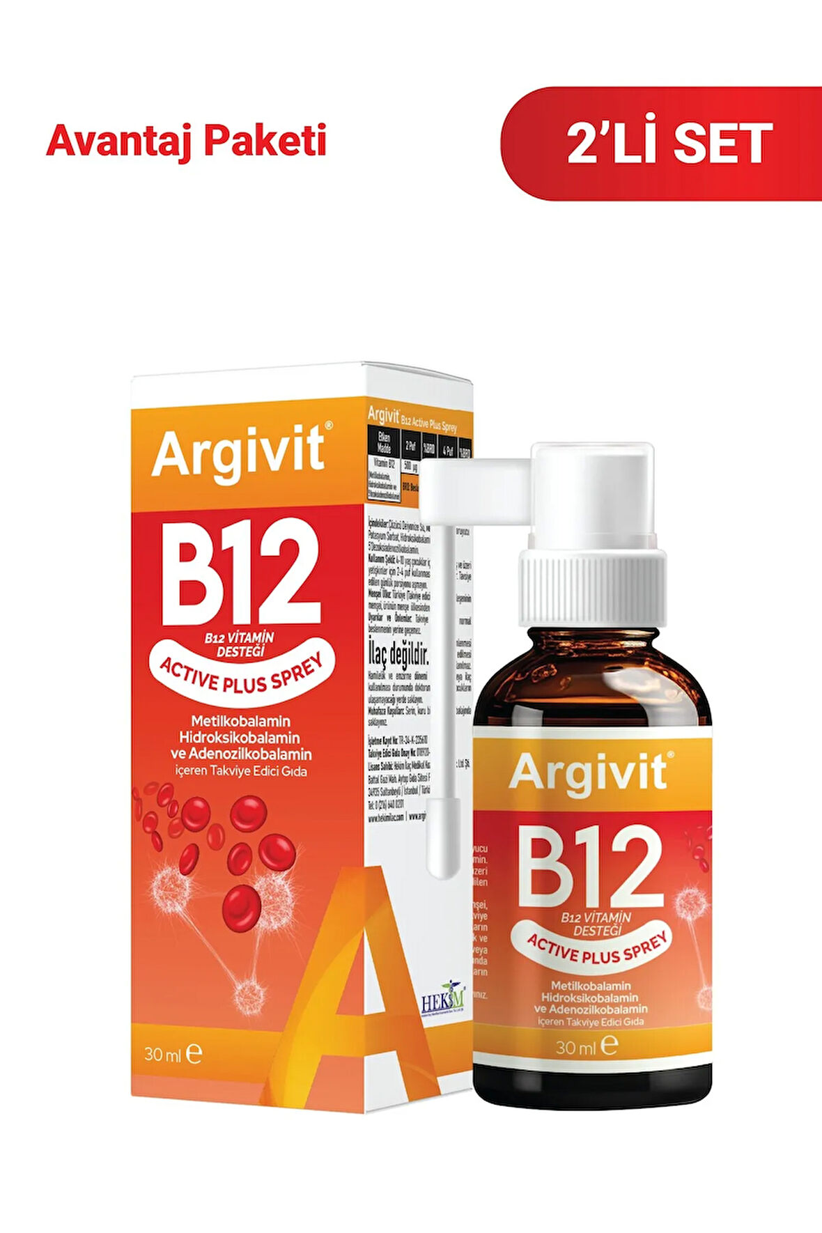 Active Plus B12 Vitamin 2'li Paket Metilkobalamin,hidroksikobalamin,adenozilkobalamin