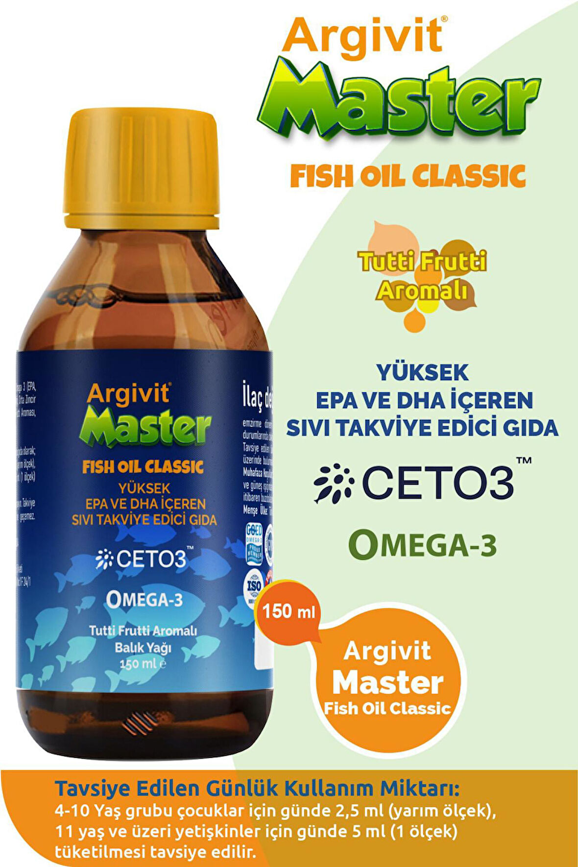 Argivit Master Fish Oil-Balık Yağı 150ml