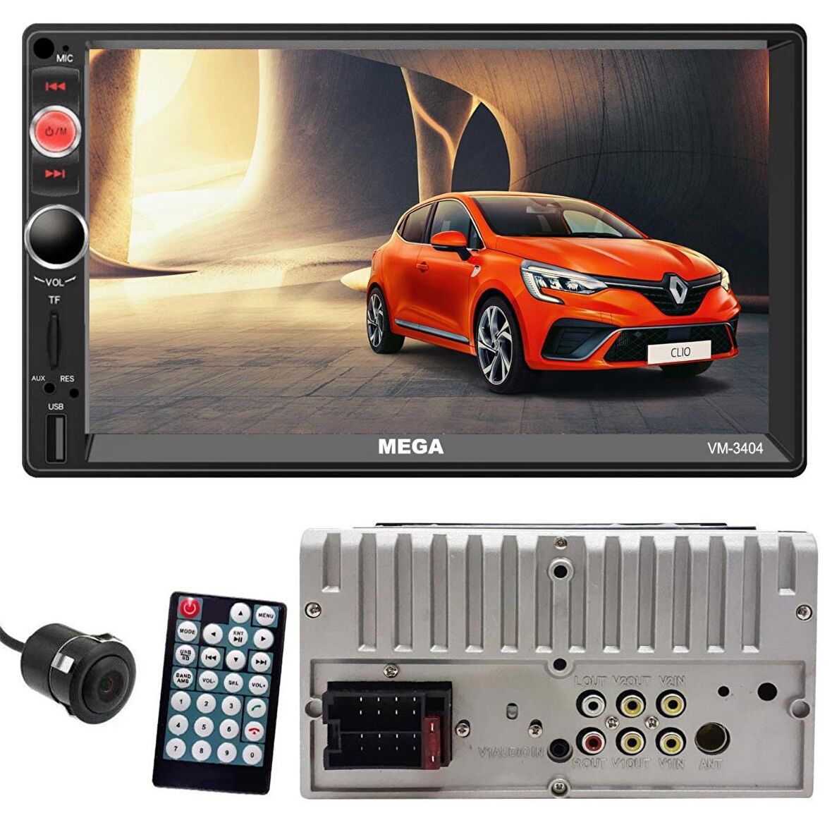 DOUBLE TEYP 7" 4X60W MIRROR LINK BT/USB/SD/MP5/AUX/FM KAMERALI MEGA VM-3404