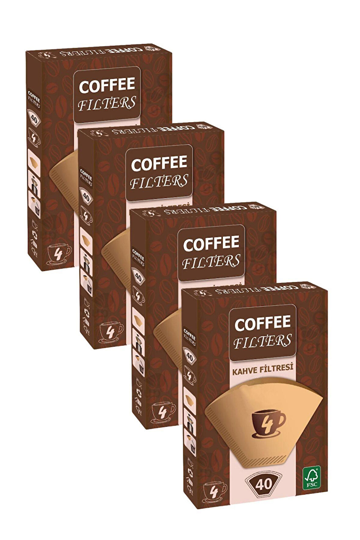 Caffeo Filters NO4 40 Adet Kahve Filtre Kağıdı x 4 Adet