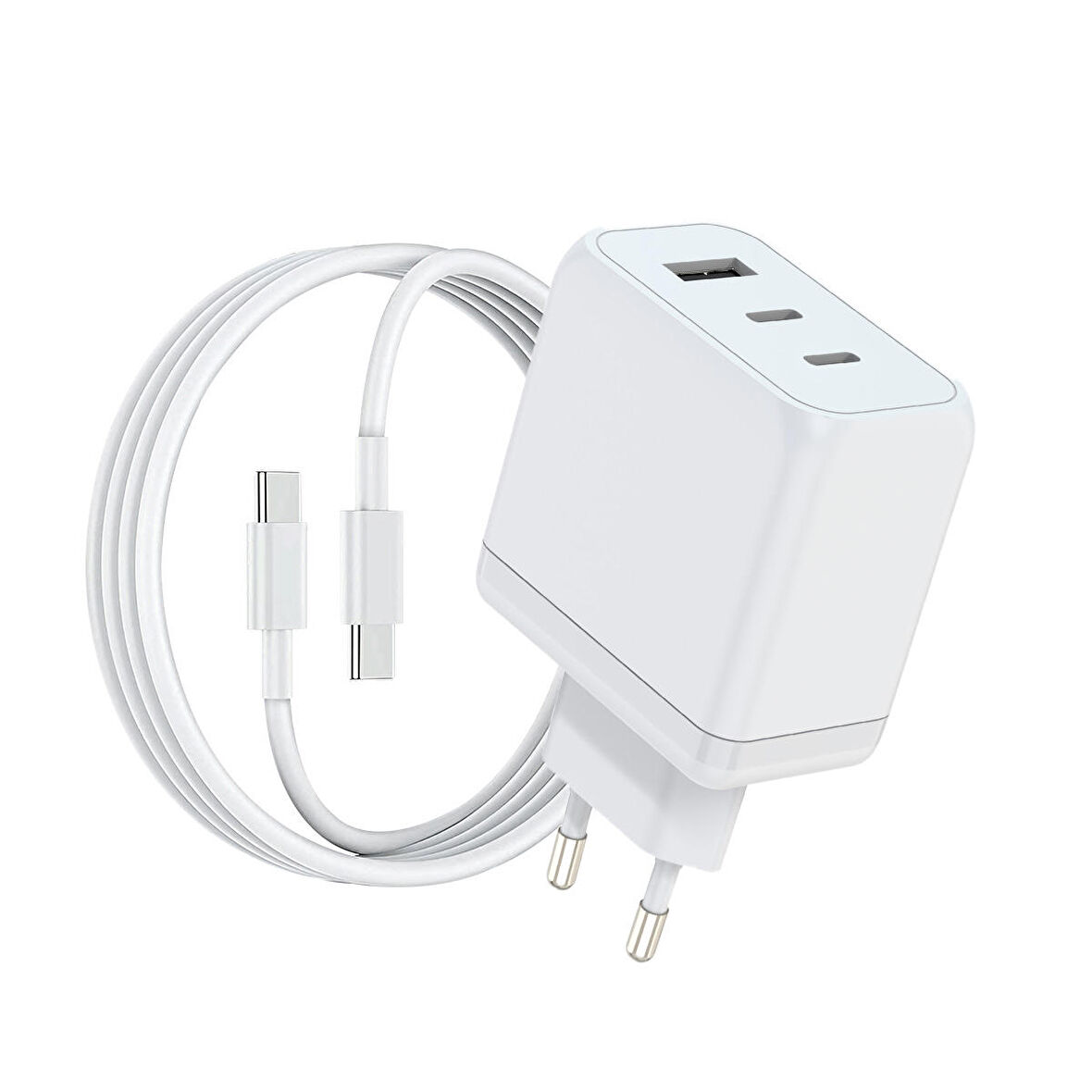 Woyax by Deji Gan 65W 2x Type-C PD ve USB Yüksek Hızlı Şarj Aleti, 1.2m 100W-5A Type-C Şarj Kablosu