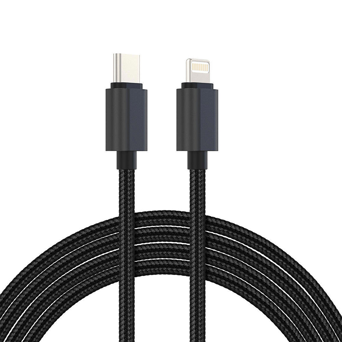 Woyax by Deji PD Type-C to Lightning 3A Şarj ve Data Kablosu Örgülü Siyah 1.2M – Siyah