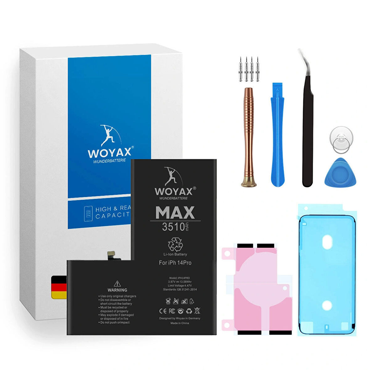 Woyax iPhone 14 Pro Premium Batarya 3510 mAh Yüksek Kapasite