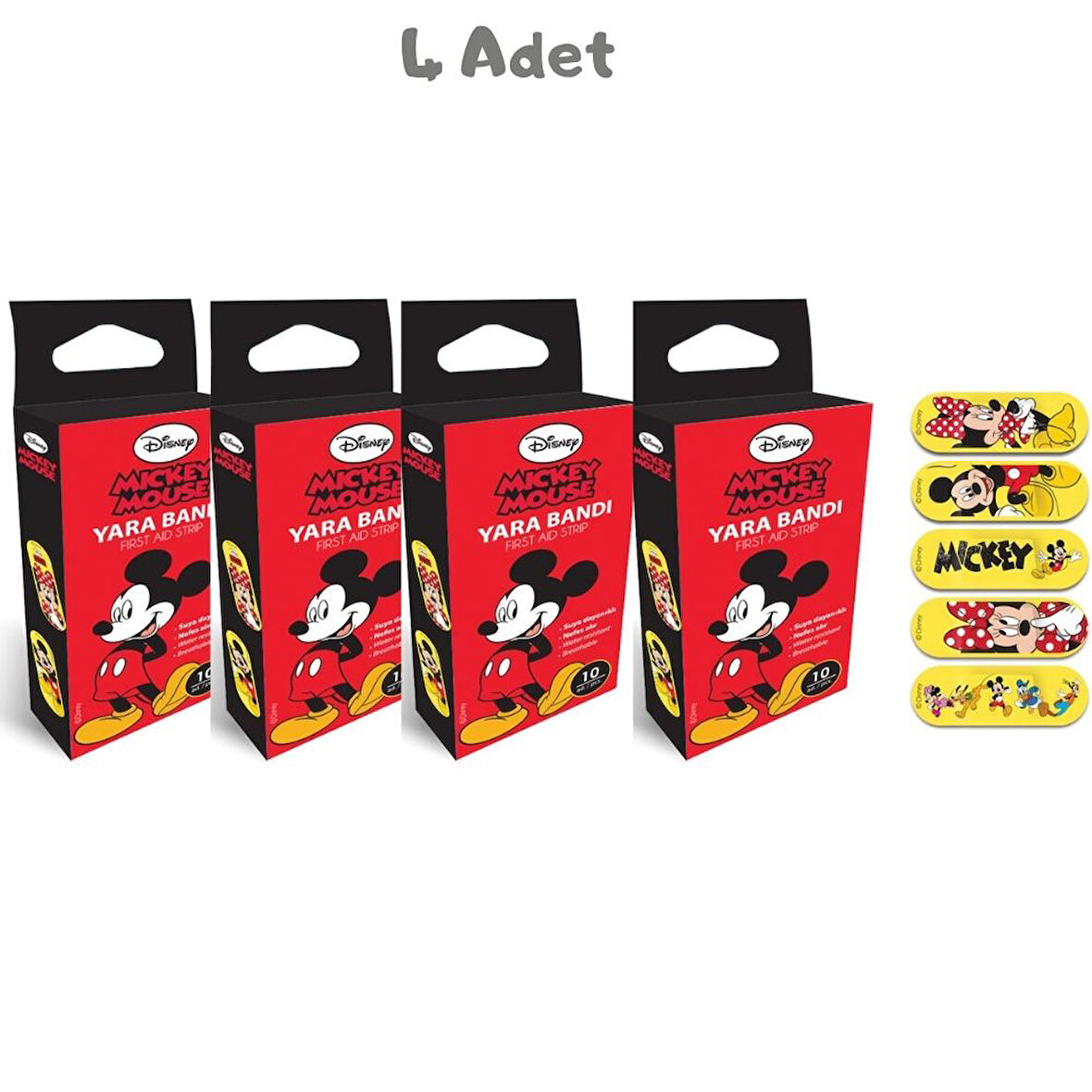Mickey Mouse Yara Bandı 4'lü Paket (40 Adet)