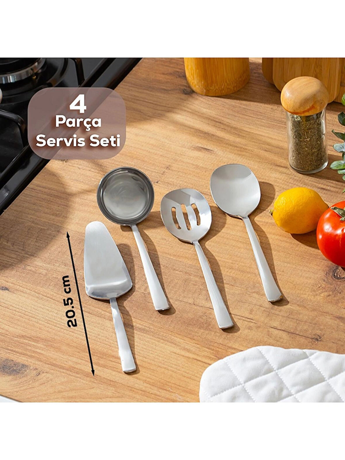 Porsima Sidney 4 Parça Paslanmaz Çelik Mini Servis Seti