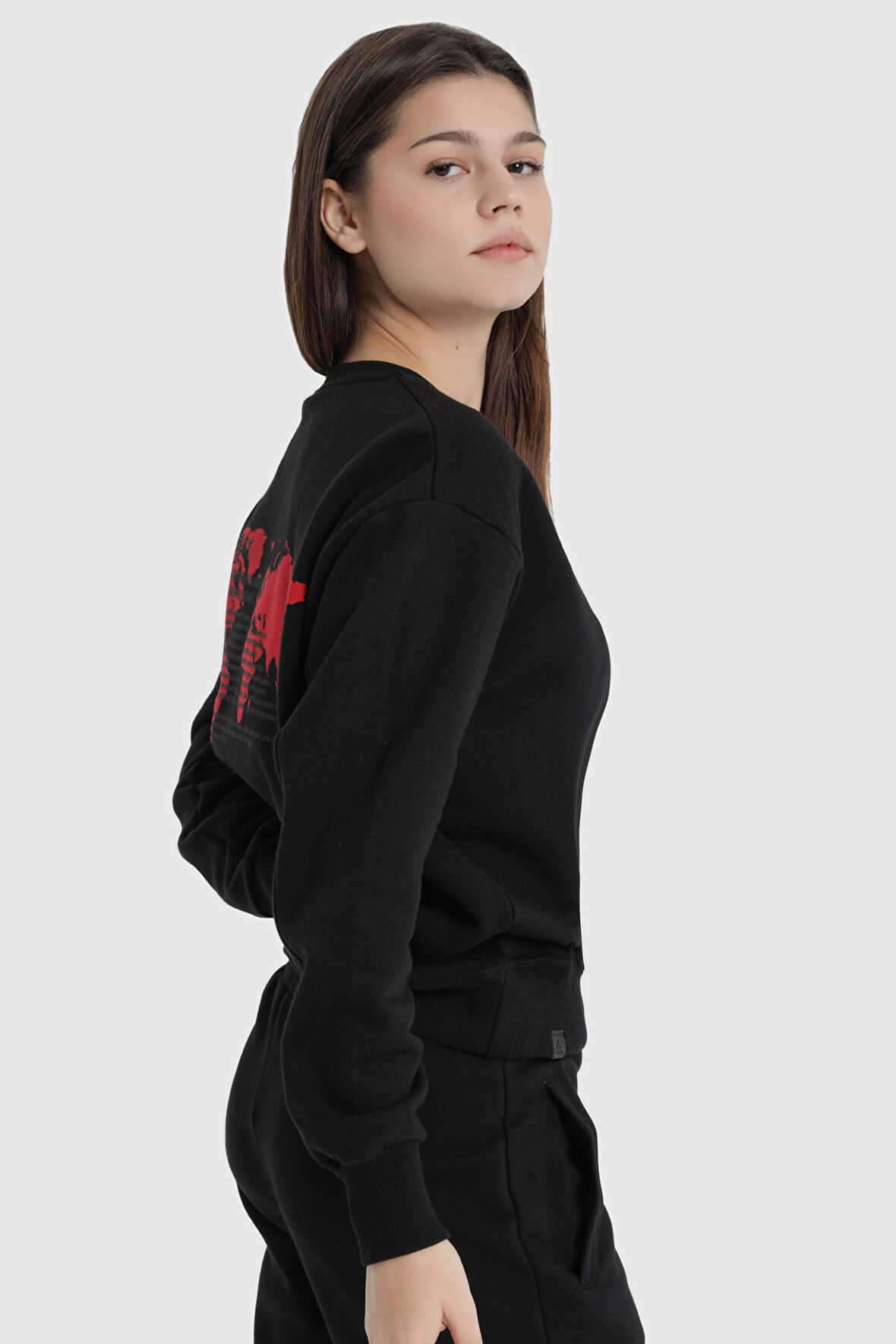 Kadın Yünlü Basic Sweatshirt - 18050