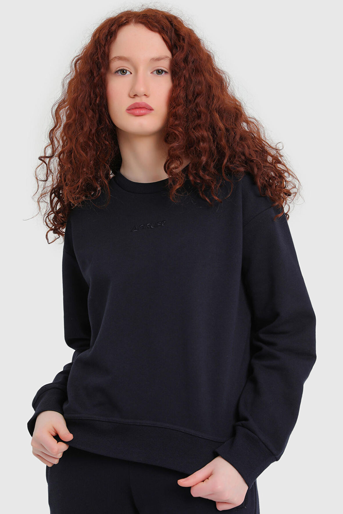 Kadın Yünlü Basic Sweatshirt - 18050