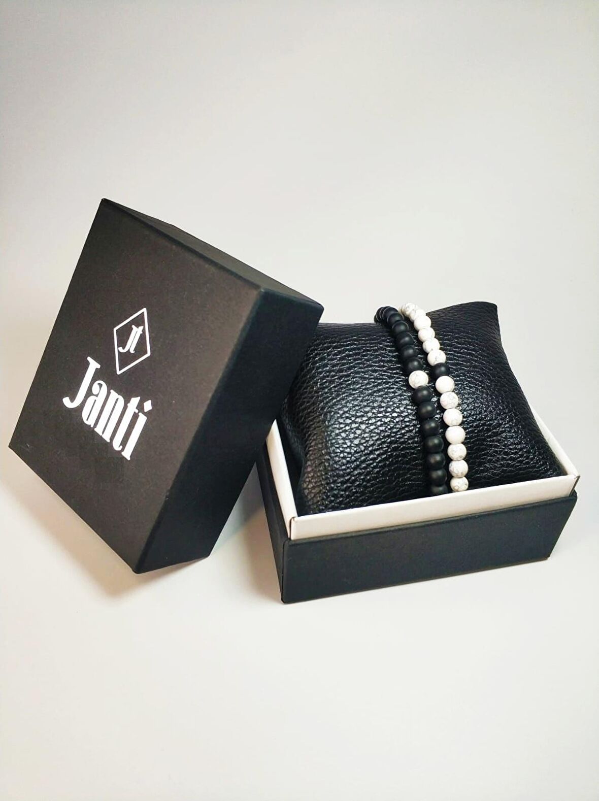 JTKB22011 Janti 2'li Kombin Bileklik Orijinal Onyx ve Havlit Doğaltaş Garantili Kutulu