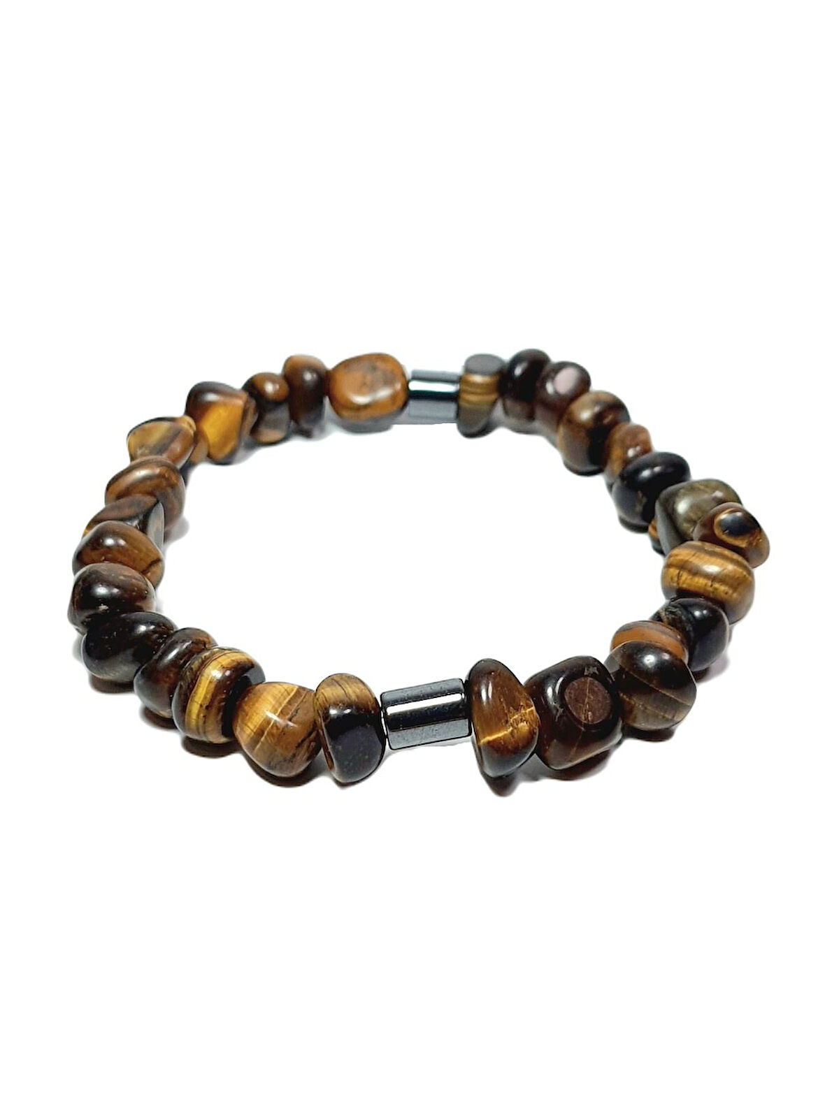 JTSS25DOB1515 KAPLANGÖZÜ HEMATİT KAHVERENGİ JANTİ DOĞALTAŞ BİLEKLİK