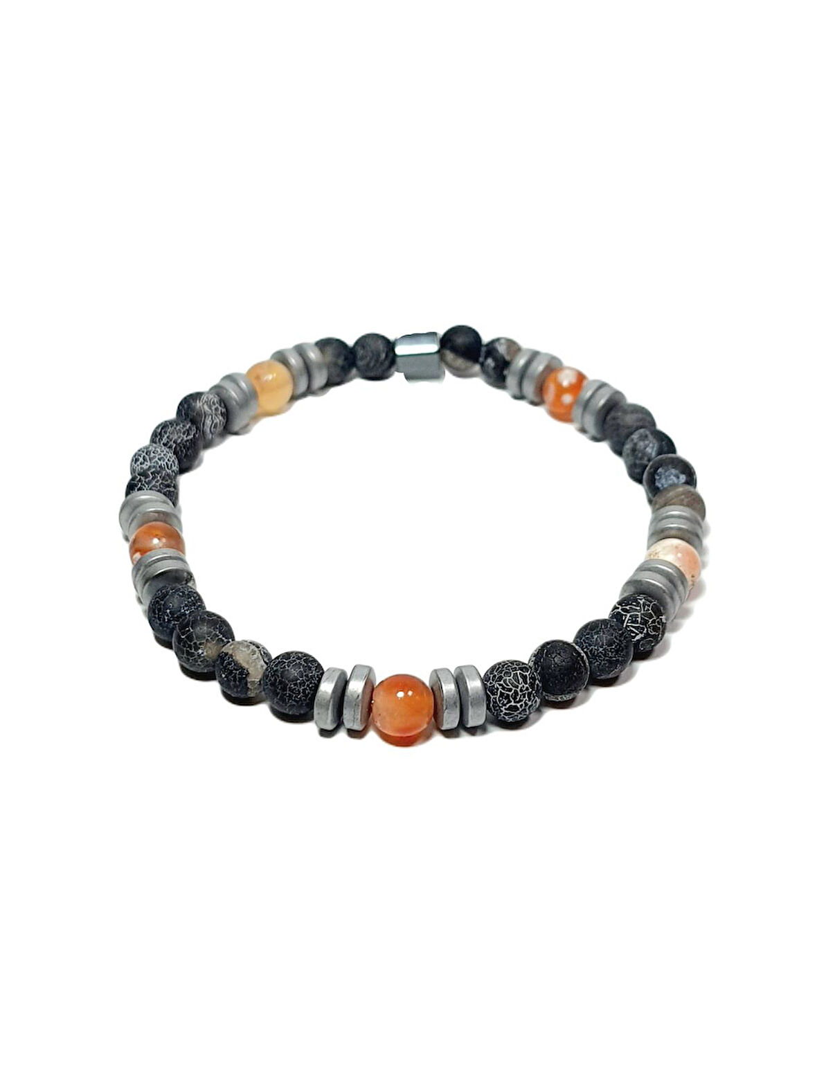 JTSS25DOB1531 AKİK HEMATİT ÇOK RENKLİ JANTİ DOĞALTAŞ BİLEKLİK