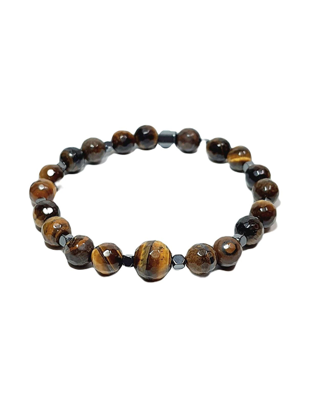 JTSS25DOB1532 KAPLANGÖZÜ HEMATİT KAHVERENGİ JANTİ DOĞALTAŞ BİLEKLİK