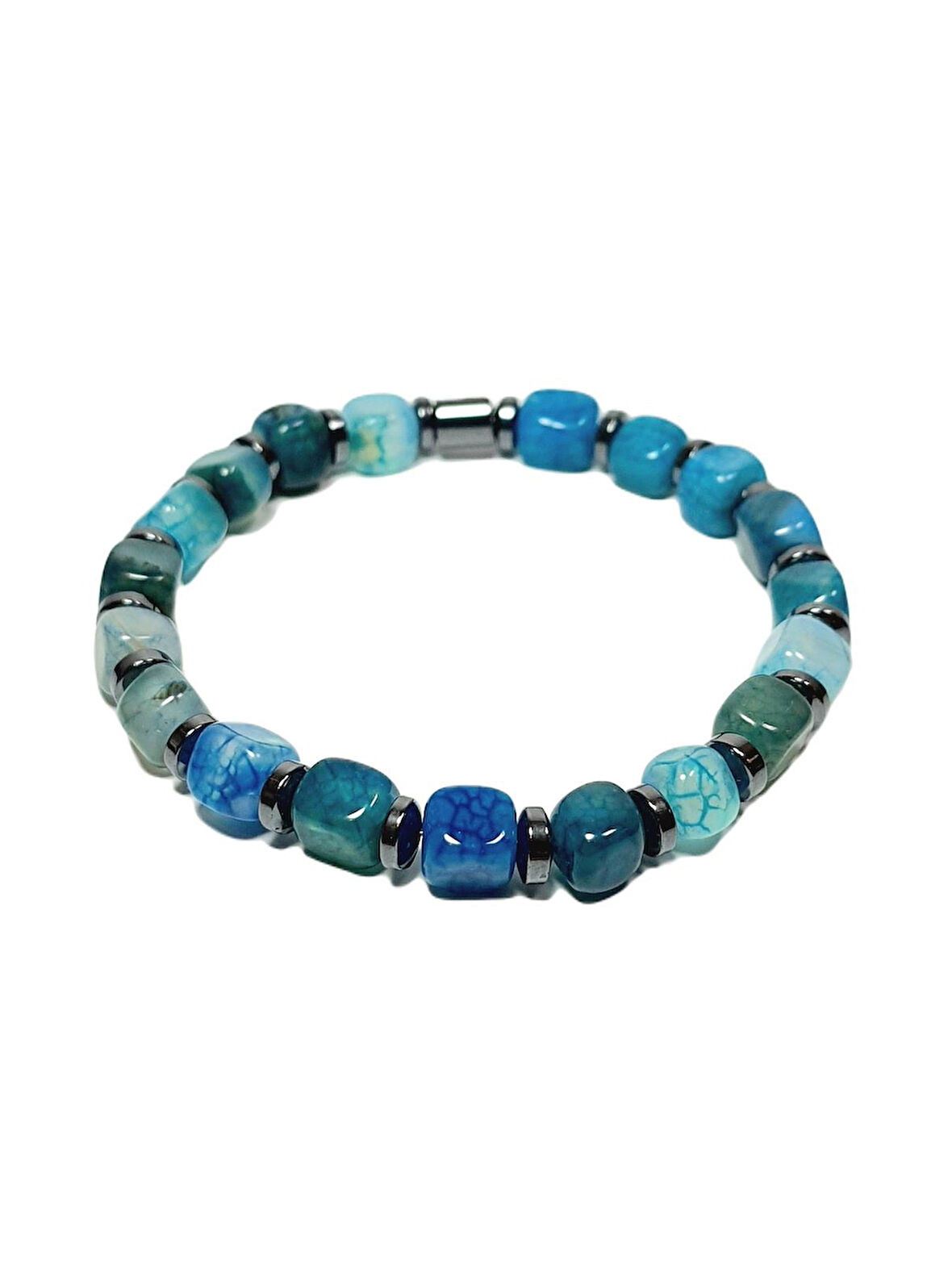 JTSS25DOB1534 AKİK HEMATİT MAVİ JANTİ DOĞALTAŞ BİLEKLİK