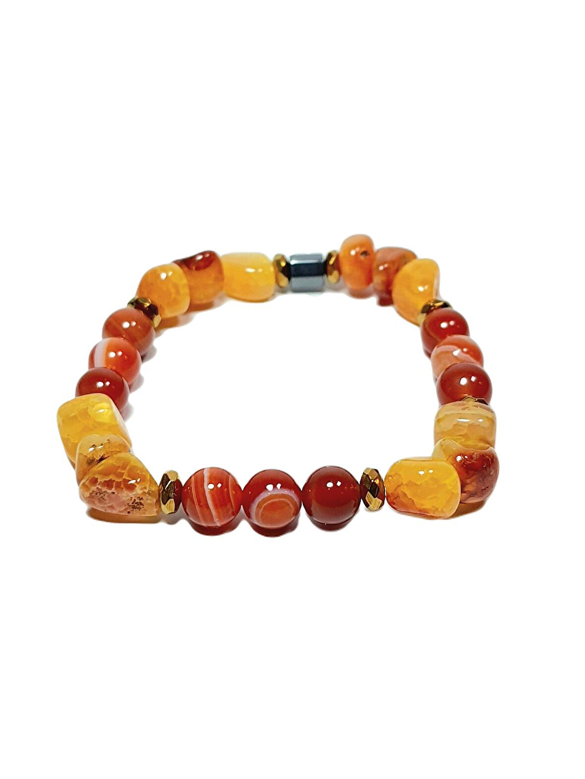 JTSS25DOB1545 AKİK HEMATİT SARI KIRMIZI JANTİ DOĞALTAŞ BİLEKLİK