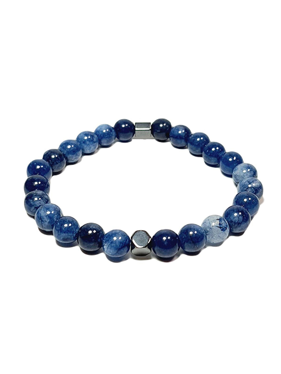 JTSS25DOB1548 AKİK HEMATİT LACİVERT JANTİ DOĞALTAŞ BİLEKLİK