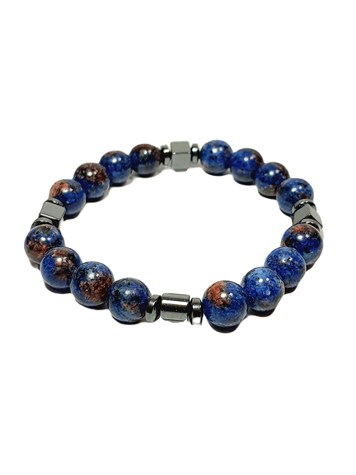 JTSS25DOB1554 CEYT 10 mm HEMATİT LACİVERT JANTİ DOĞALTAŞ BİLEKLİK