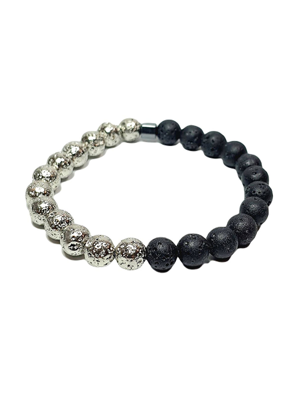 JTSS25DOB1559 LAV HEMATİT GÜMÜŞ RENGİ JANTİ DOĞALTAŞ BİLEKLİK