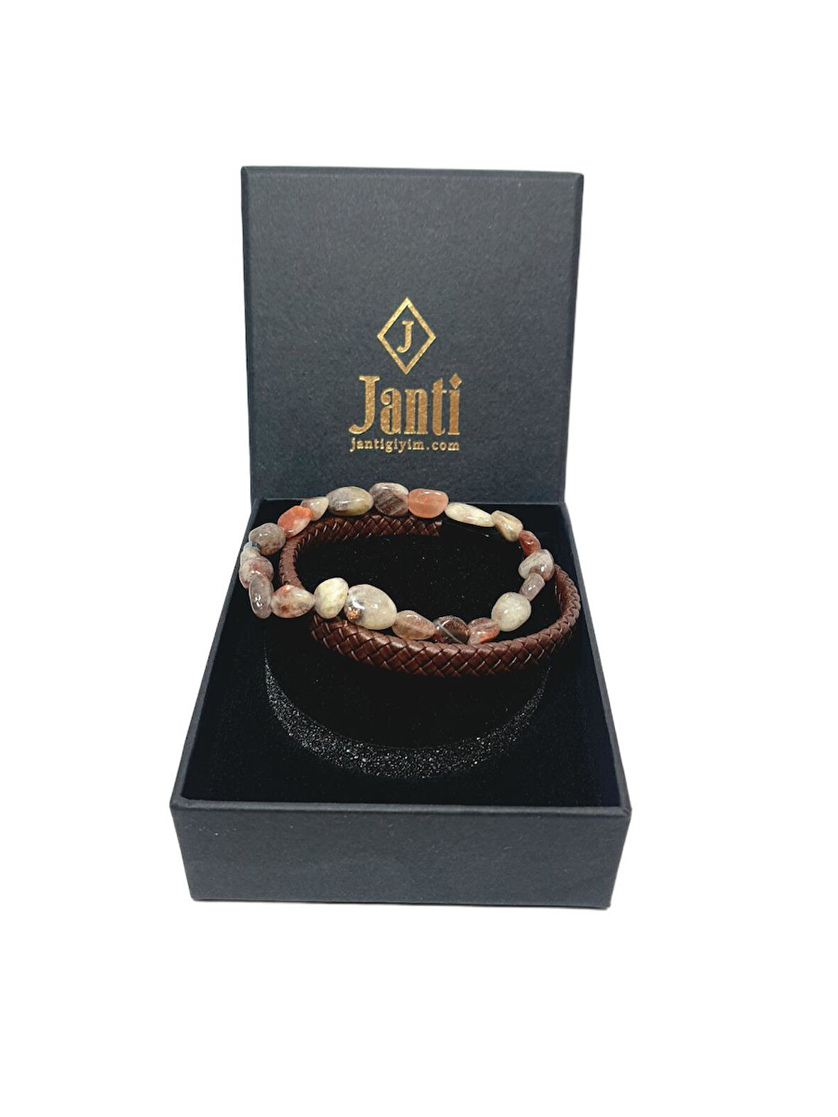 JTAW25BLK1618 HAKİKİ DERİ MIKNATIS KAPAMA GÜNEŞ TAŞI ve HEMATİT DOĞALTAŞ A.KAHVE GARANTİLİ HEDİYE KUTULU JANTİ BİLEKLİK