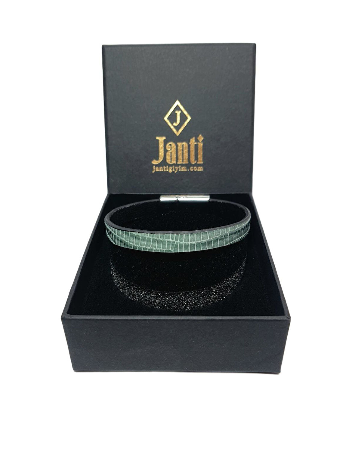JTAW25BLK1633 HAKİKİ DERİ MIKNATIS KAPAMA SU YEŞİLİ GARANTİLİ HEDİYE KUTULU JANTİ BİLEKLİK