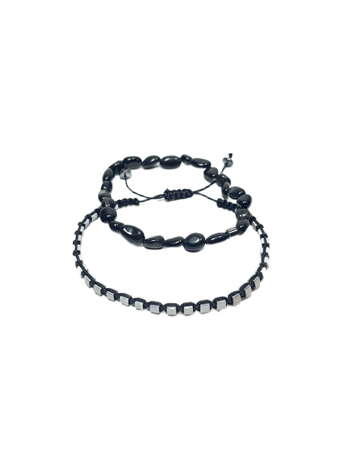 JTAW25BLK1641 ONYX DOĞALTAŞ ESNEK ve HEMATİT DOĞALTAŞ İPLİ SİYAH GRİ GARANTİLİ HEDİYE KUTULU JANTİ BİLEKLİK