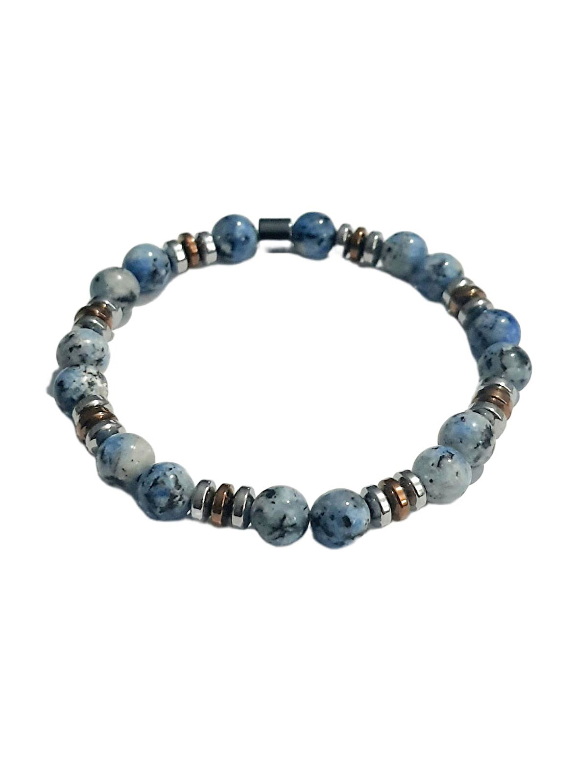 JTAW25BLK1648 8 MM CEYT ve HEMATİT DOĞALTAŞ ESNEK MAVİ GARANTİLİ JANTİ BİLEKLİK