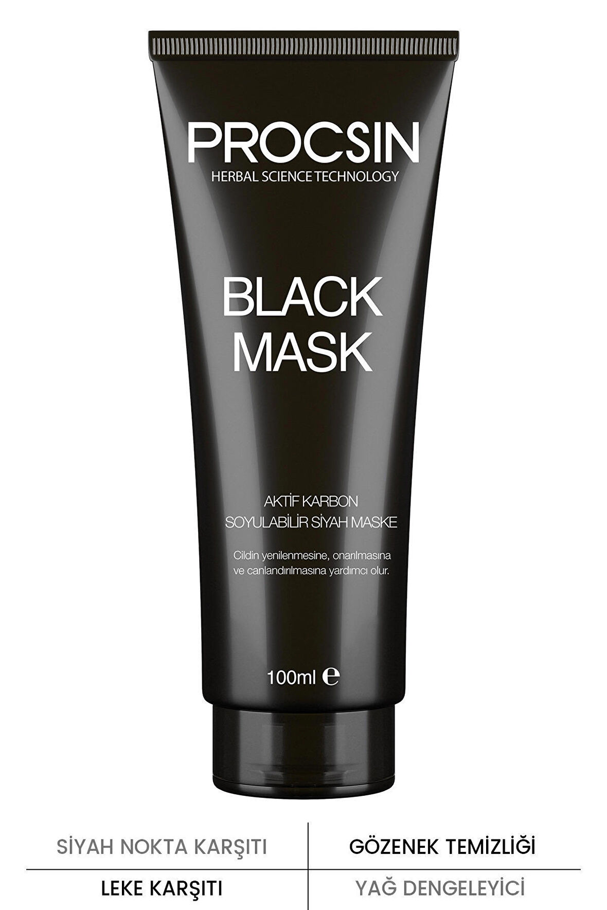 PROCSIN Siyah Nokta Giderici Aktif Kömürlü Siyah Maske 100 ML