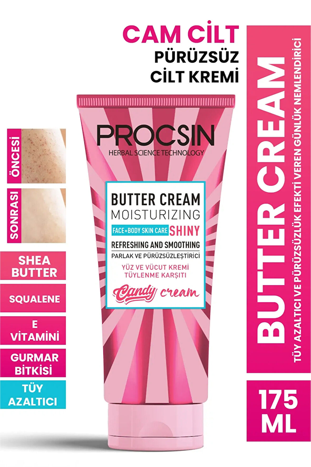 PROCSIN Butter Cream Tüy Azaltıcı ve Pürüzsüzlük Efekti Veren Günlük Nemlendirici 175 ML