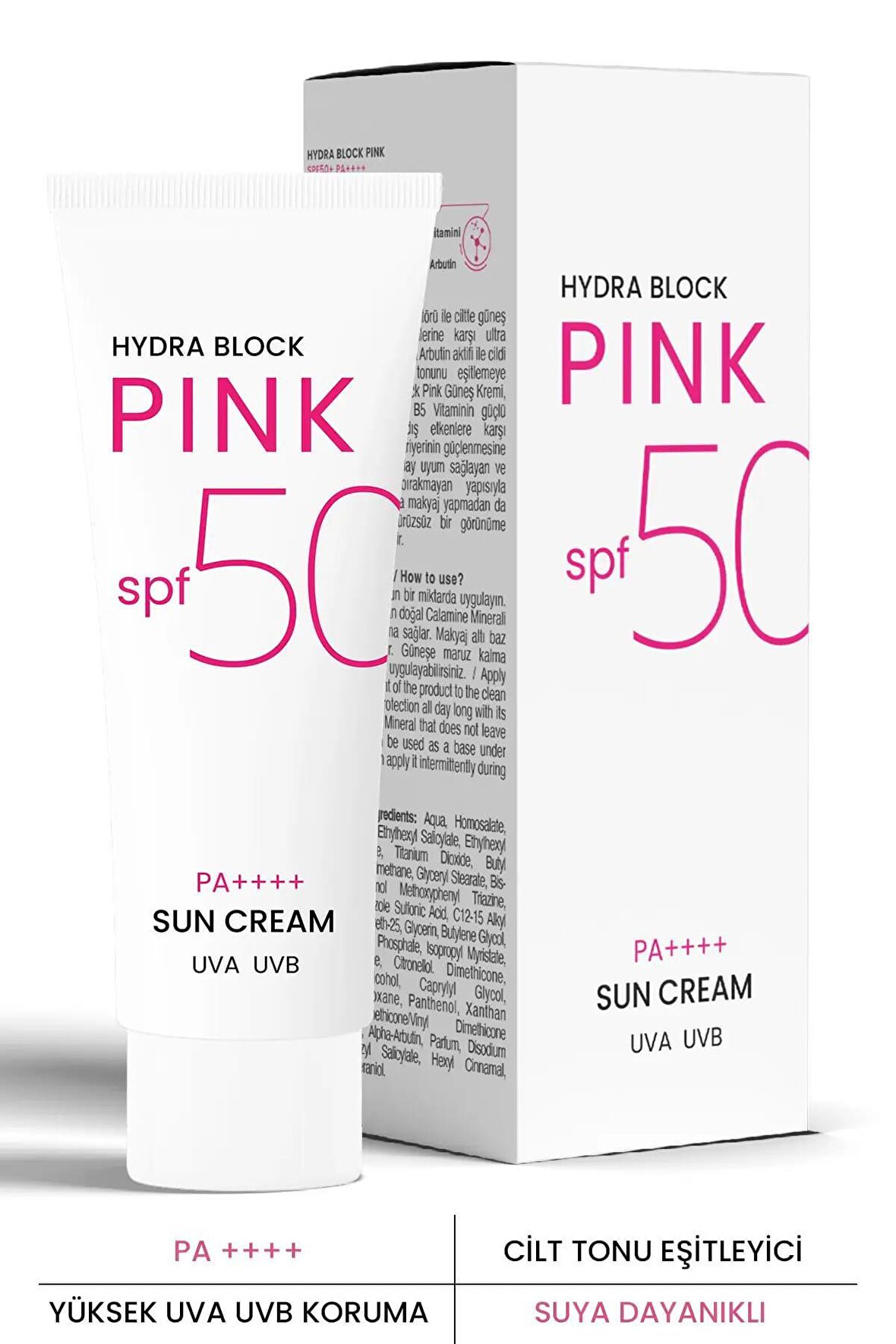 PROCSIN Hydra Block Pink (Renkli) Spf 50+ Aydınlatıcı + Alpha Arbutin Leke Karşıtı Güneş Kremi PA++++