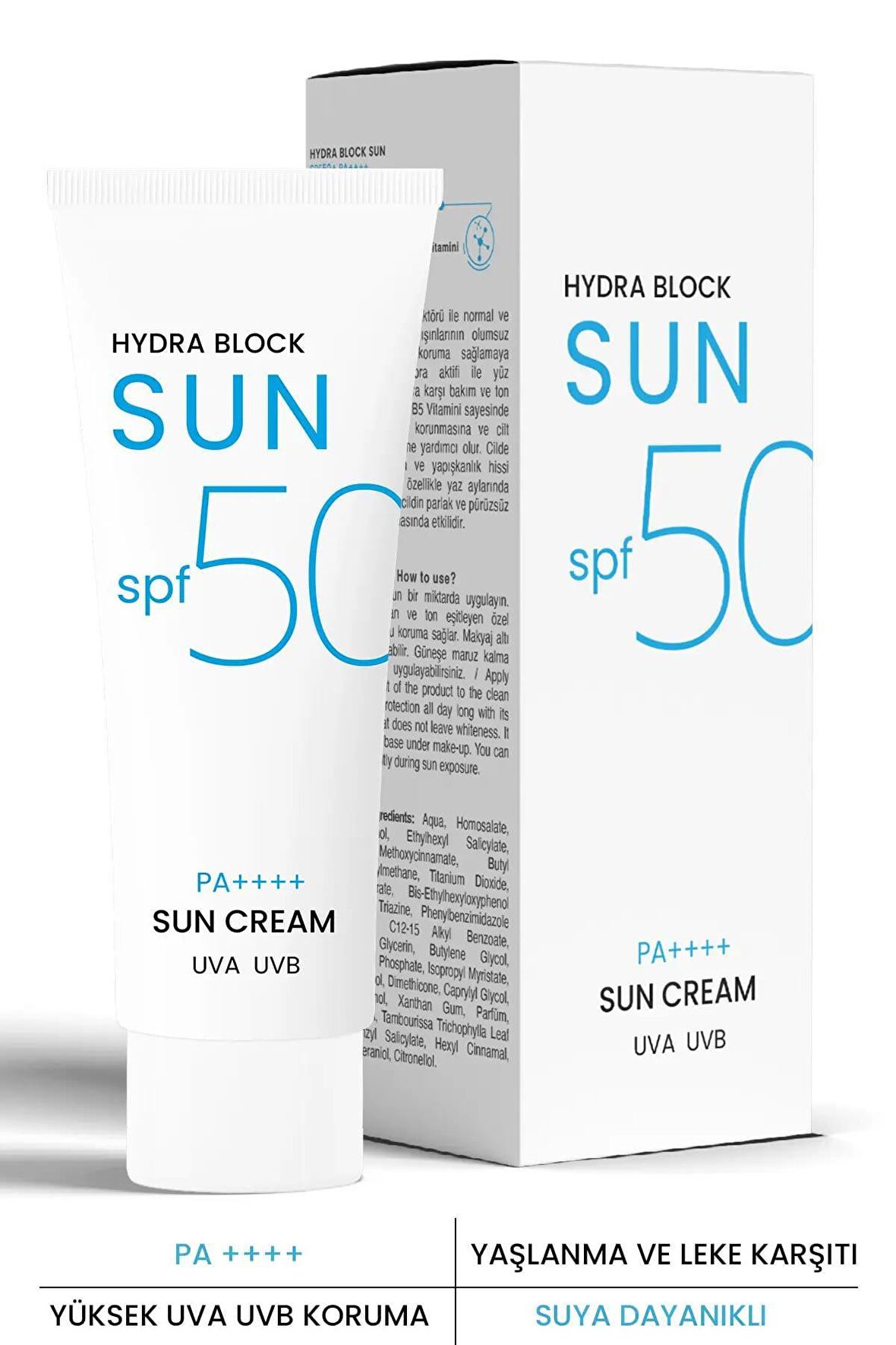 PROCSIN Hydra Block SUN Spf 50+ Leke Karşıtı + Rosabora Cilt Isısı Düşürücü (Yatıştırıcı) Güneş Kremi PA++++