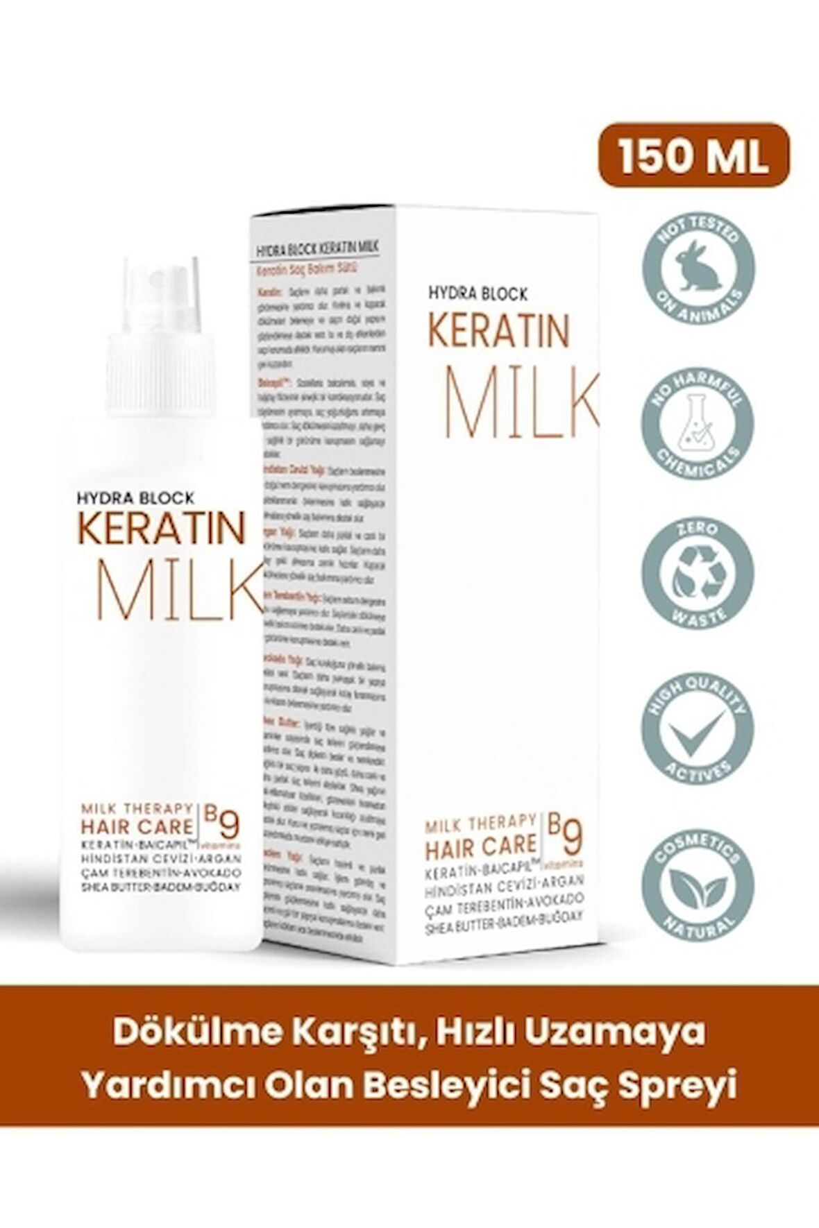 BOOM BUTTER Keratin Milk (Sütü) HIZLI UZAMA DÖKÜLME KARŞITI Saç Spreyi 150ML