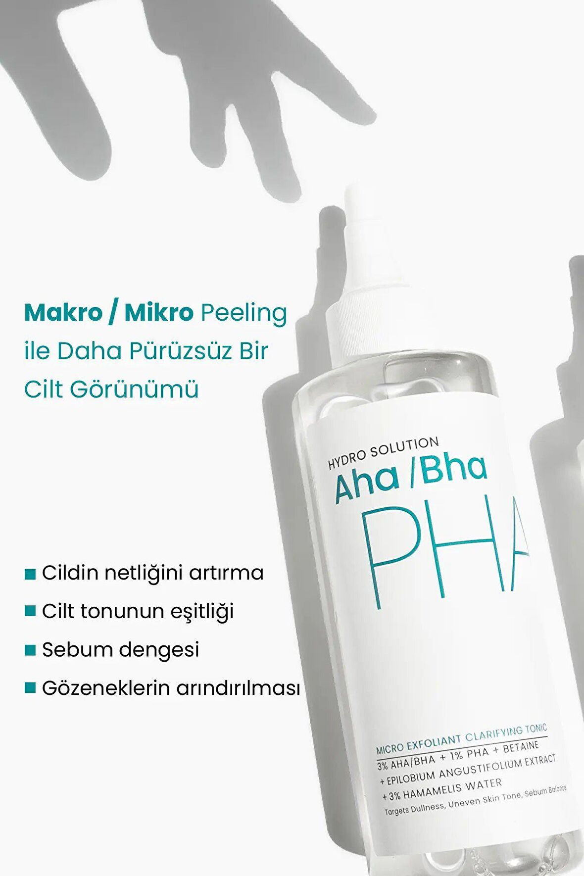 Hydro Solution Aha/bha Ve Pha Mikro Peeling Temizleyici Cilt Tonu Eşitleyici Tonik 200 ml