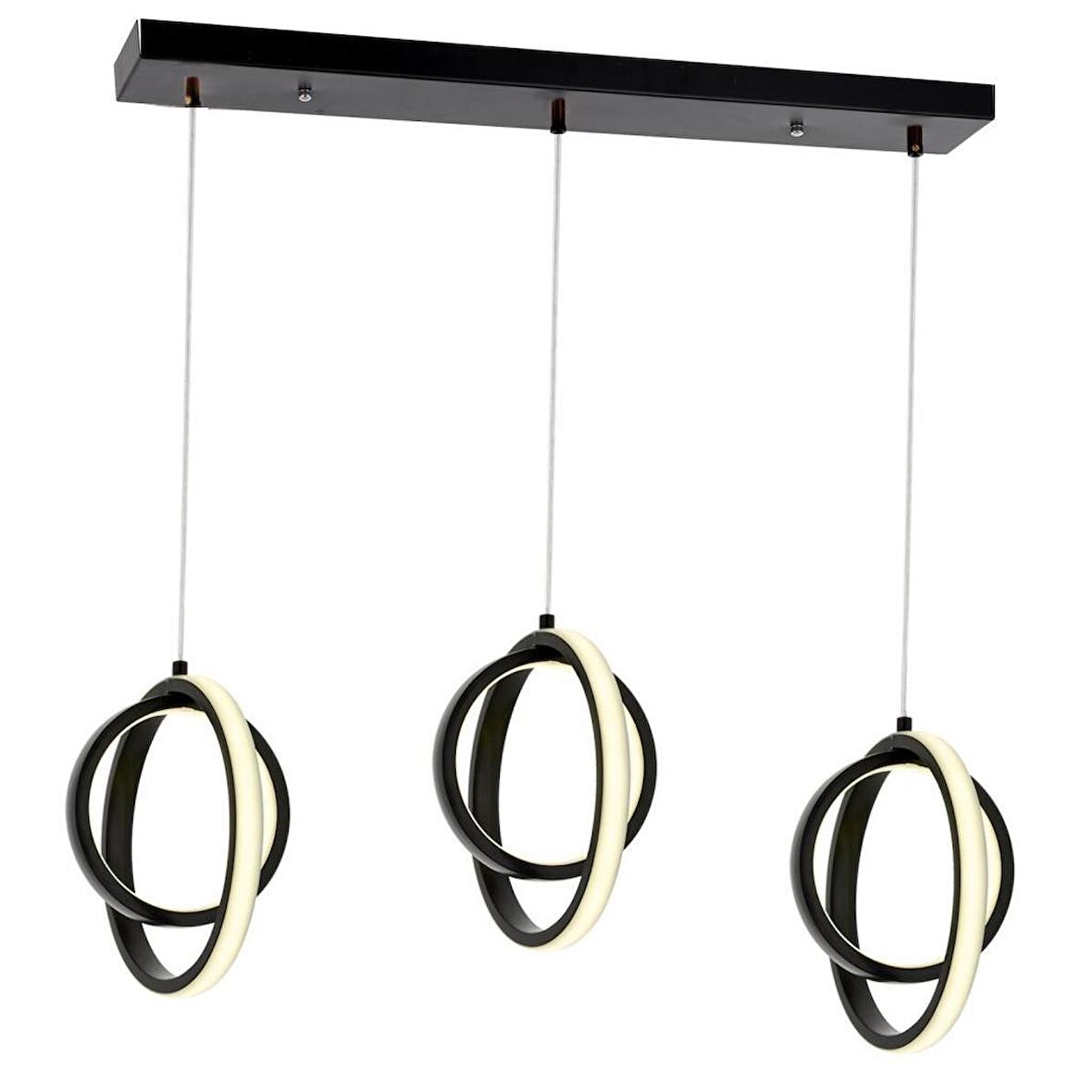 1909-3 Siyah Sıralı 3 lü Led Avize