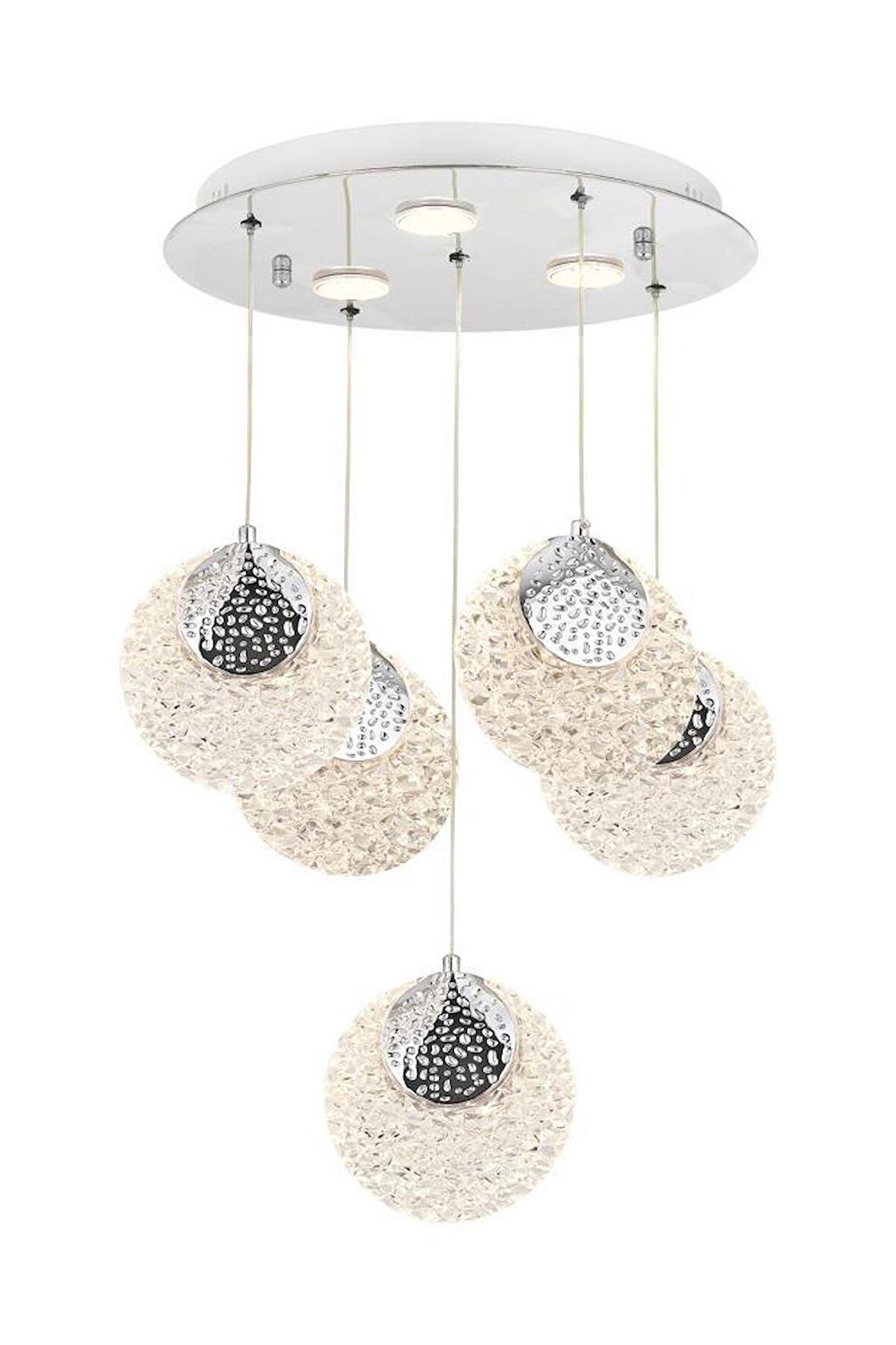 Eray Aydınlatma 1978-4+1 5li Krom Sarkıt Led Avize