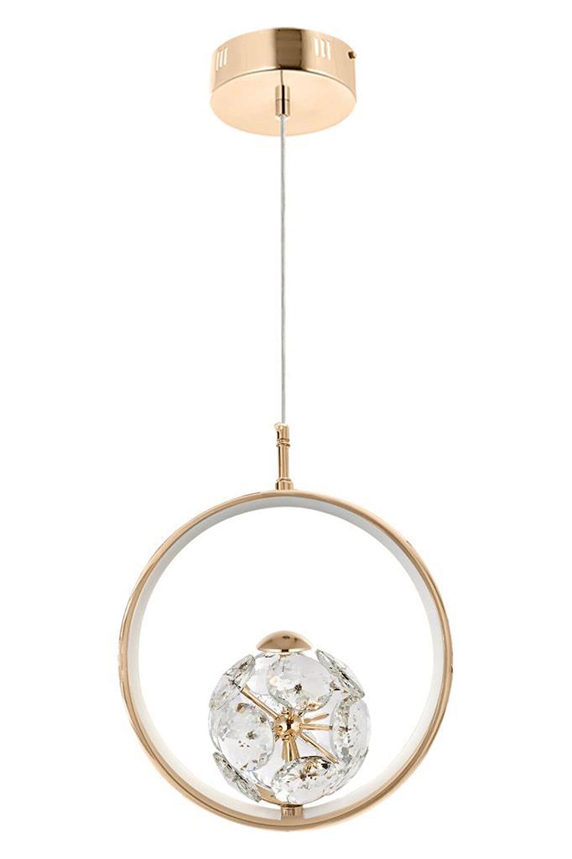 1807-1 Gold Kristal Taşlı Led Avize