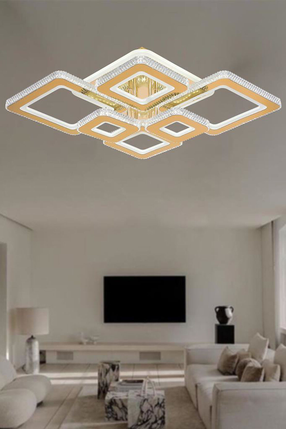 2021-6 Sarı Dimmer Kumandalı Led Avize