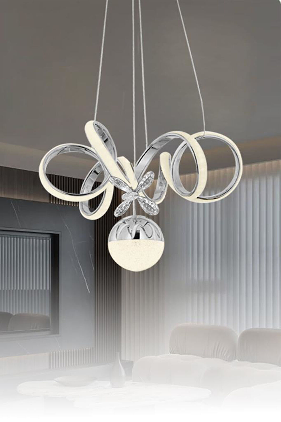 Eray Aydınlatma 9168-1 Krom Kristal Taşlı Led Avize