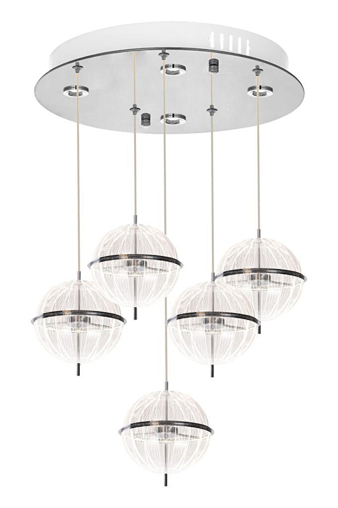 Eray Aydınlatma 8265-4+1 5li Krom Sarkıt Led Avize